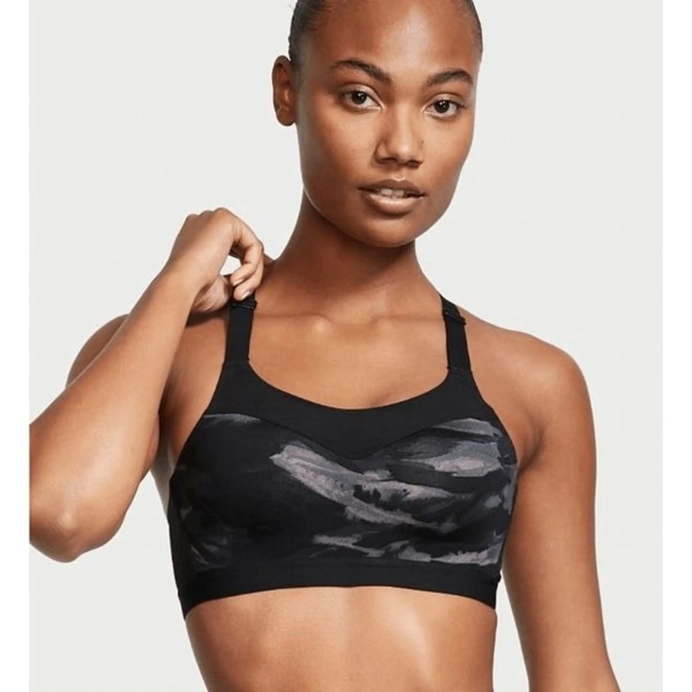 Victoria's Secret Black and Gray Camouflage Sports Bra
